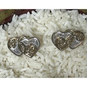 Montana Silversmiths Silver And Gold Double Heart Post Earrings Smaller Size